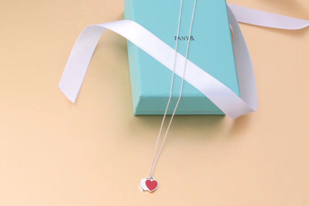 [Reverie Jewels]DOUBLE HEART TAG PENDANT SILVER MINI NECKLACE