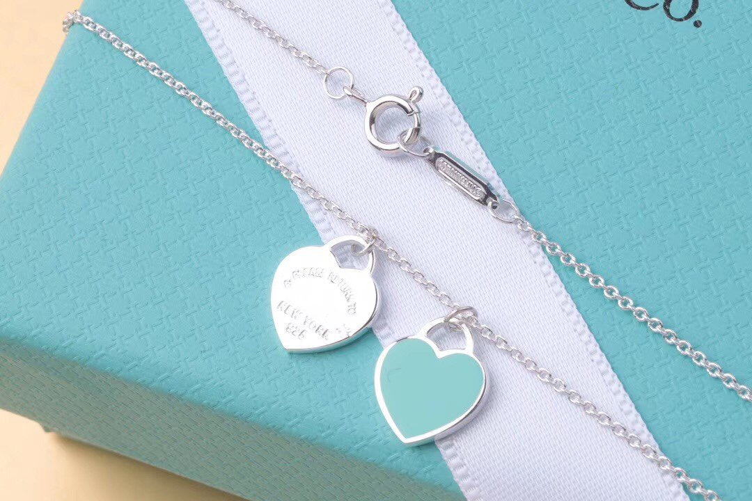 [Reverie Jewels]DOUBLE HEART TAG PENDANT SILVER MINI NECKLACE