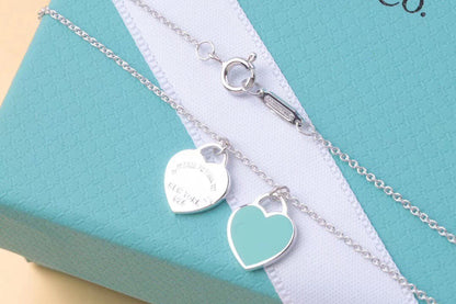 [Reverie Jewels]DOUBLE HEART TAG PENDANT SILVER MINI NECKLACE