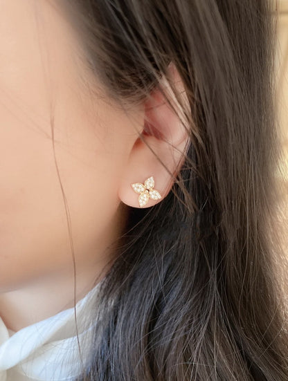 [⭐Reverie Jewels]STAR BLOSSOM STUD EARRINGS PINK GOLD DIAMONDS