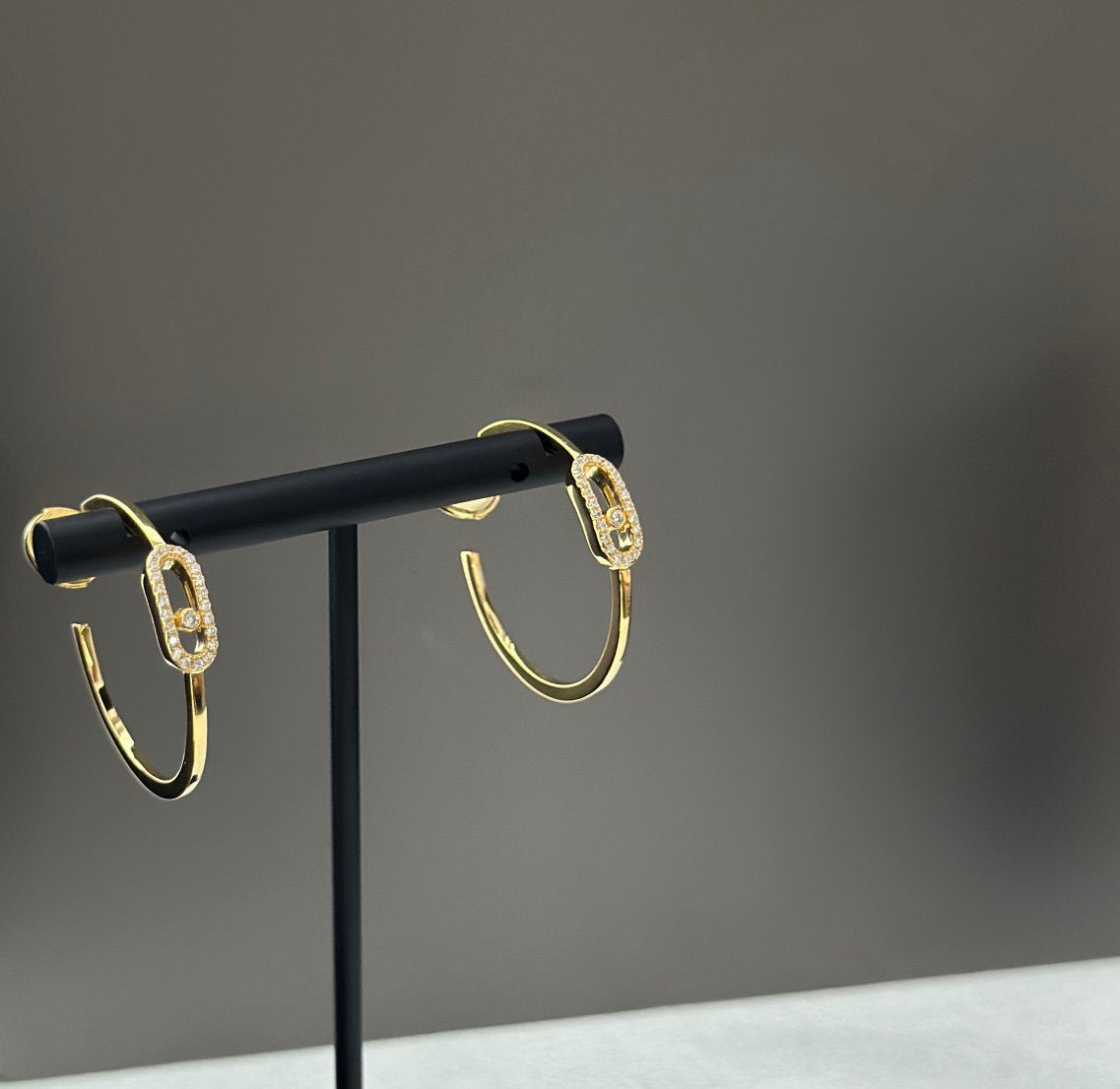 [⭐Reverie Jewels]CREOLES MOVE UNO PM DIAMOND EARRINGS