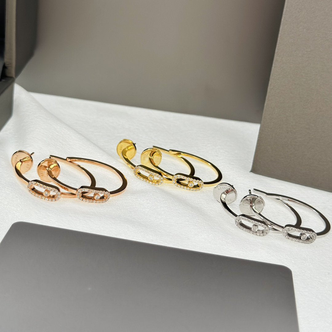 [⭐Reverie Jewels]CREOLES MOVE UNO PM DIAMOND EARRINGS