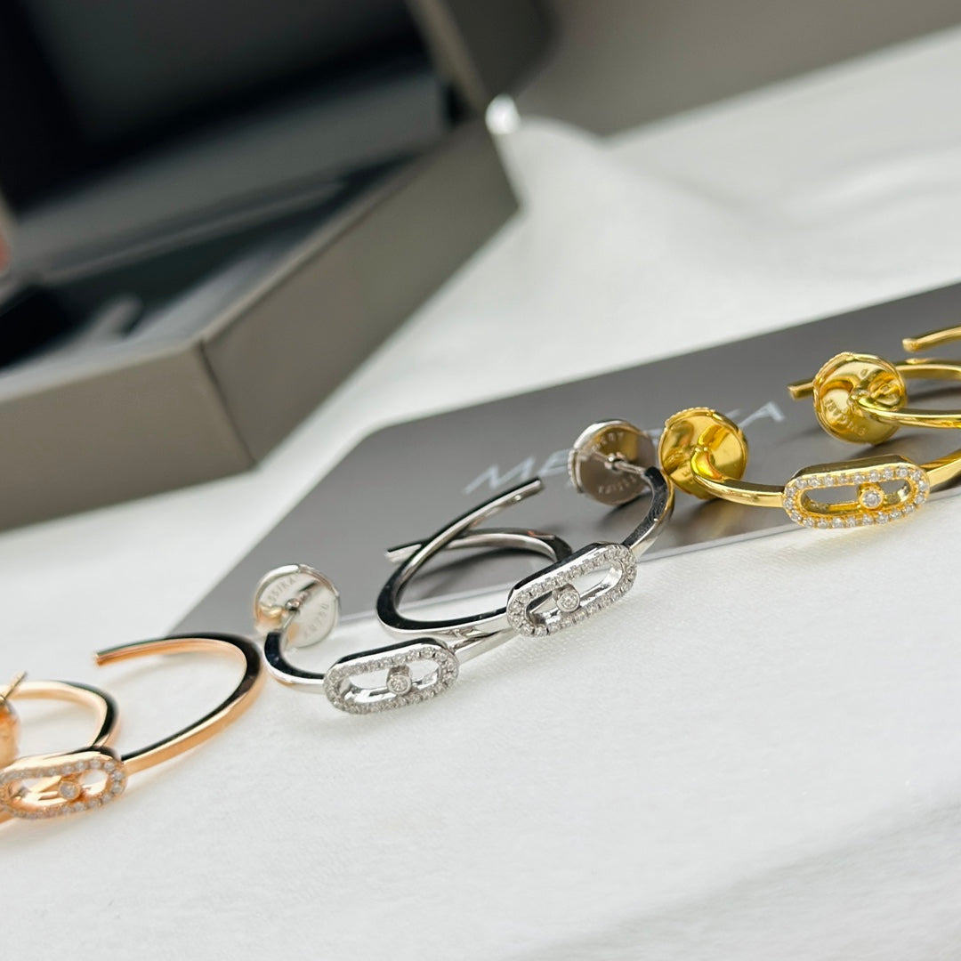 [⭐Reverie Jewels]CREOLES MOVE UNO PM DIAMOND EARRINGS