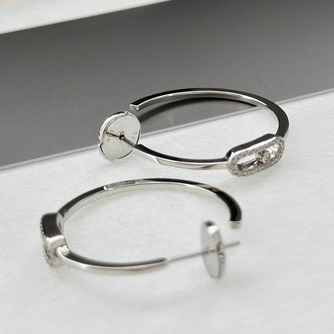 [⭐Reverie Jewels]CREOLES MOVE UNO PM DIAMOND EARRINGS