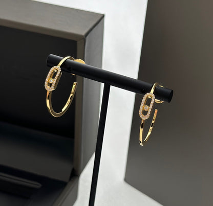 [⭐Reverie Jewels]CREOLES MOVE UNO PM DIAMOND EARRINGS