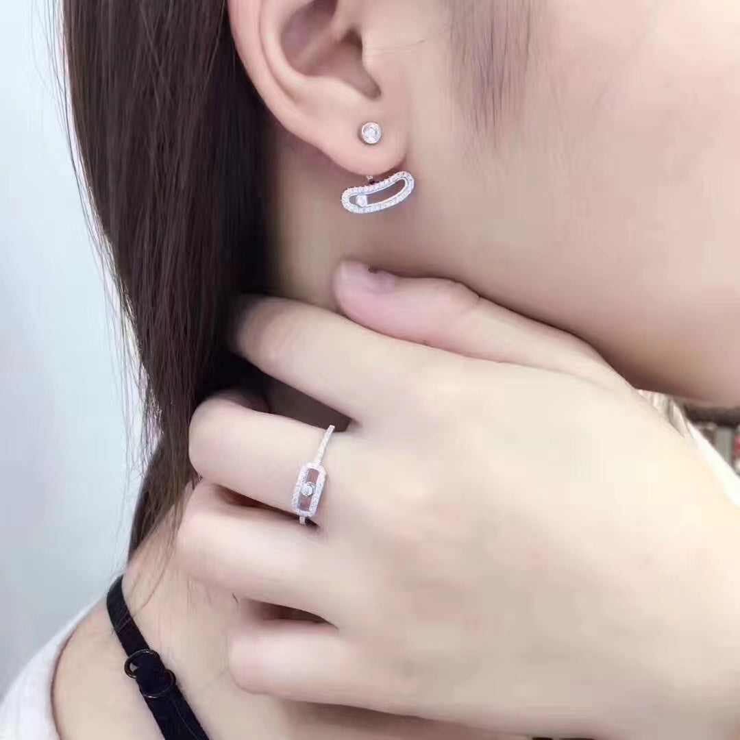 [⭐Reverie Jewels]MOVE UNO SILVER DIAMOND EARRINGS