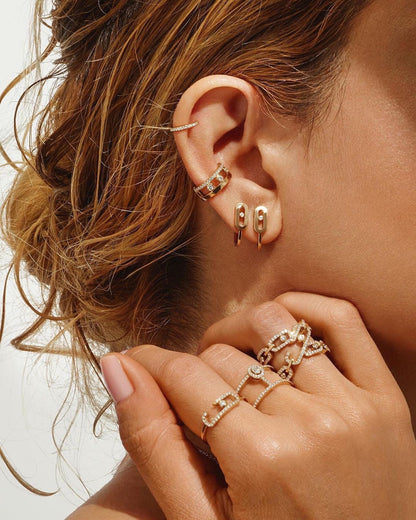 [⭐Reverie Jewels]CREOLES MOVE UNO MINI 1 DIAMOND EARRINGS
