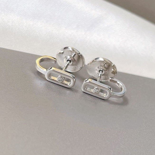 [⭐Reverie Jewels]CREOLES MOVE UNO MINI 1 DIAMOND EARRINGS