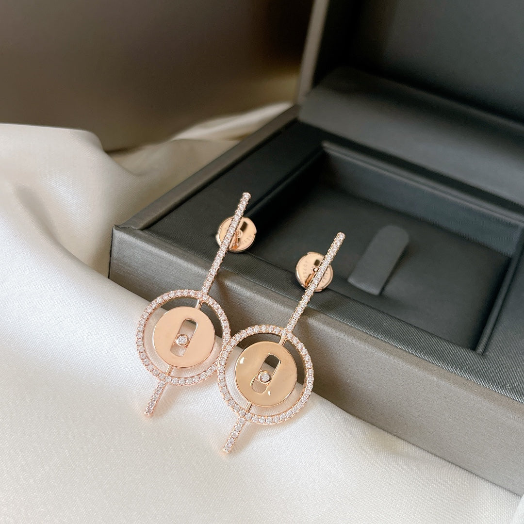 [⭐Reverie Jewels]Demo MOVE ARROW PINK GOLD DIAMOND EARRINGS