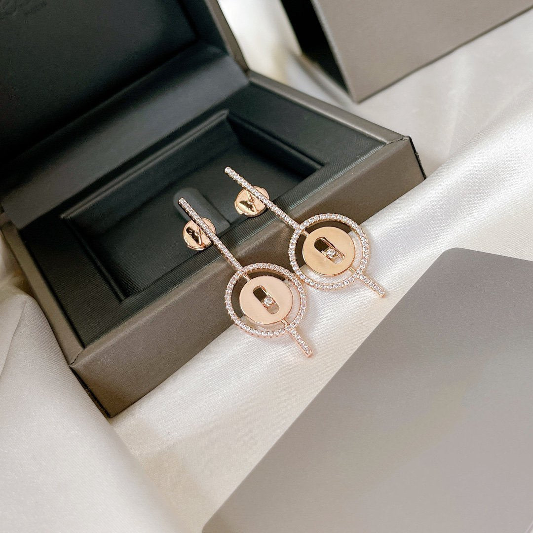 [⭐Reverie Jewels]Demo MOVE ARROW PINK GOLD DIAMOND EARRINGS