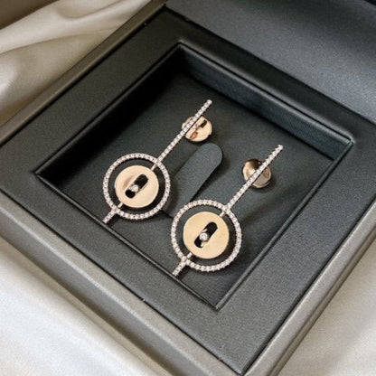[⭐Reverie Jewels]Demo MOVE ARROW PINK GOLD DIAMOND EARRINGS