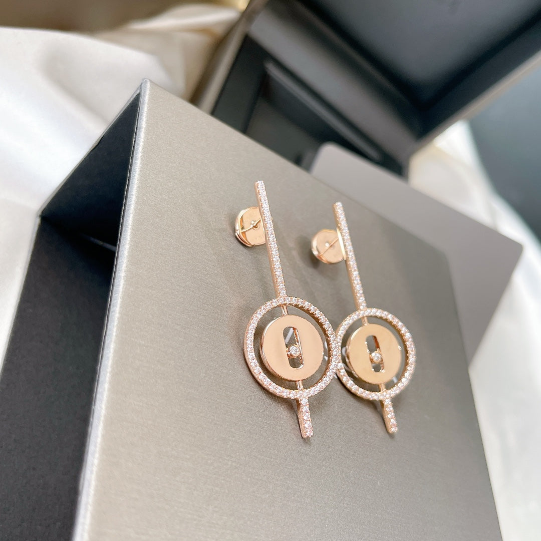 [⭐Reverie Jewels]Demo MOVE ARROW PINK GOLD DIAMOND EARRINGS