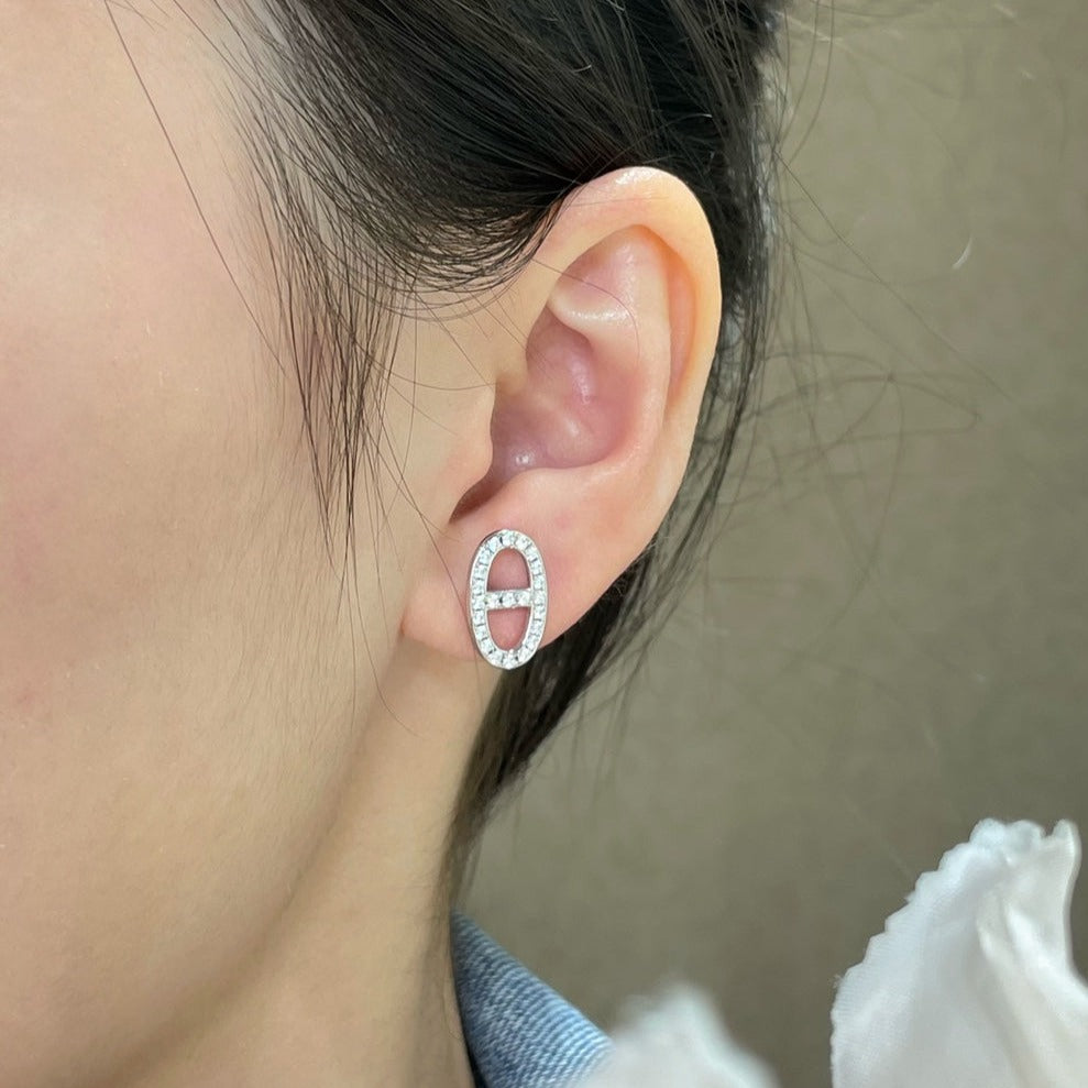 [⭐Reverie Jewels]HM FULL DIAMOND PIG NOSE STUD EARRINGS