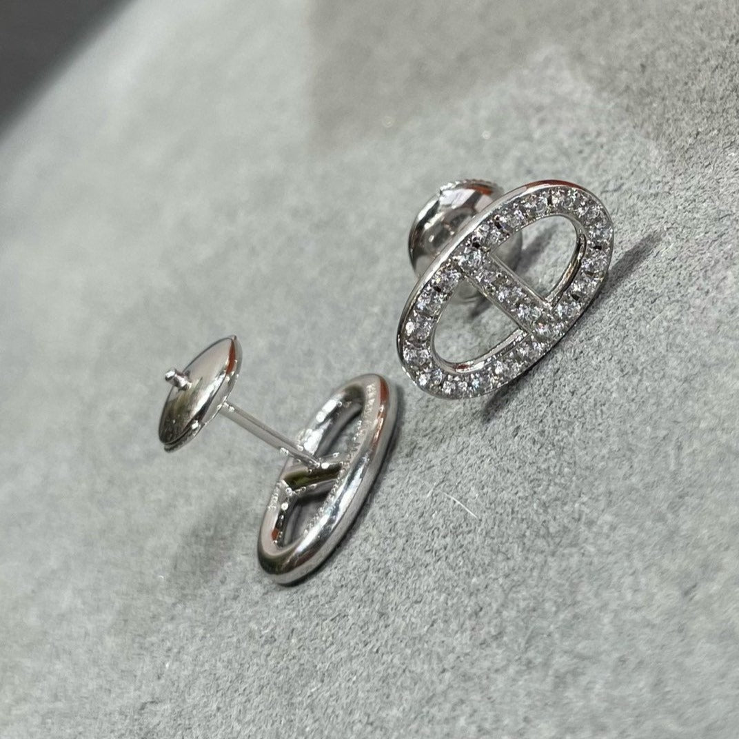 [⭐Reverie Jewels]HM FULL DIAMOND PIG NOSE STUD EARRINGS