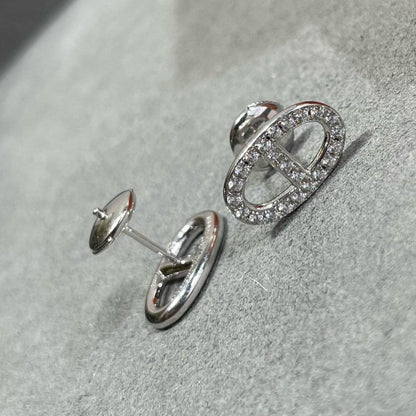 [⭐Reverie Jewels]HM FULL DIAMOND PIG NOSE STUD EARRINGS