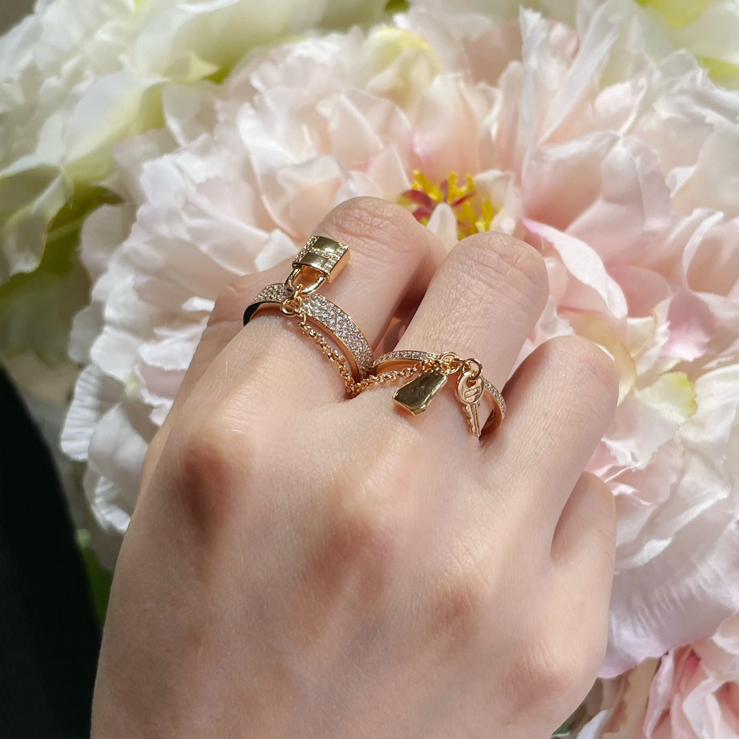 [⭐Reverie Jewels]HM KELLY CLOCHETTE DOUBLE RING IN  WITH DIAMONDS