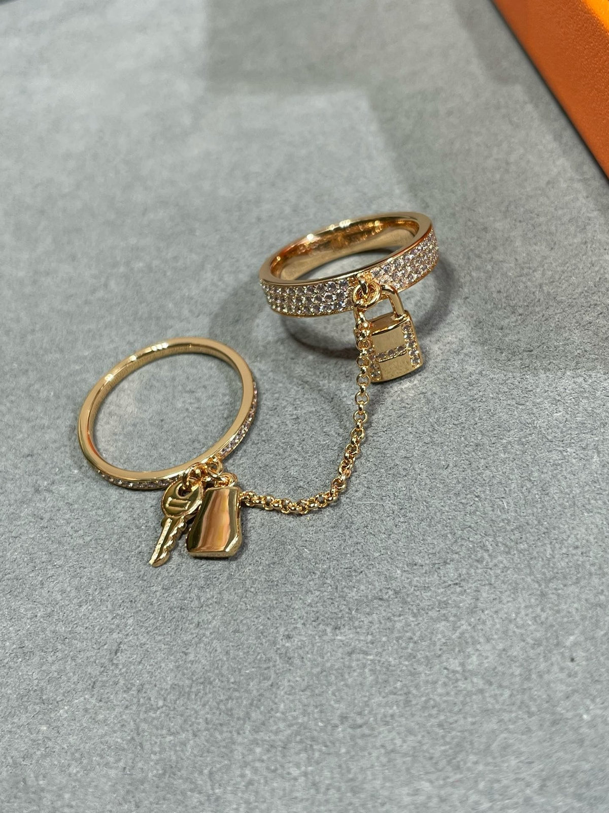 [⭐Reverie Jewels]HM KELLY CLOCHETTE DOUBLE RING IN  WITH DIAMONDS