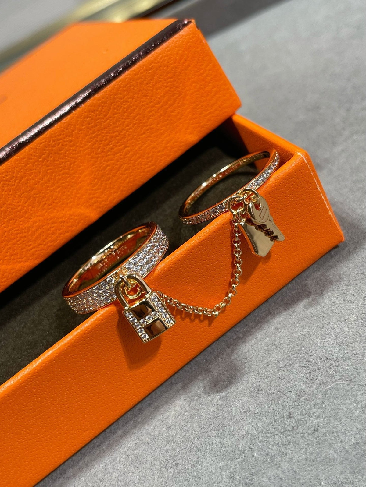 [⭐Reverie Jewels]HM KELLY CLOCHETTE DOUBLE RING IN  WITH DIAMONDS