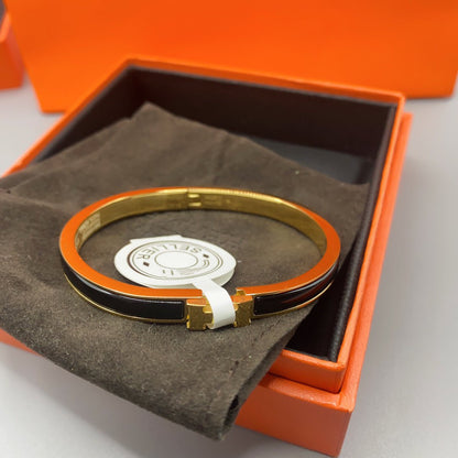 [⭐Reverie Jewels]CLASSIC HM CLIC BLACK 8MM ENAMEL BRACELET