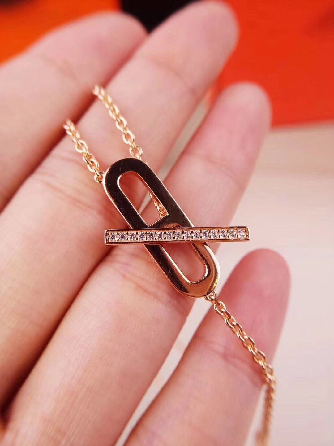 [⭐Reverie Jewels]HM NECKLACE PLATINUM ROSE GOLD DIAMOND