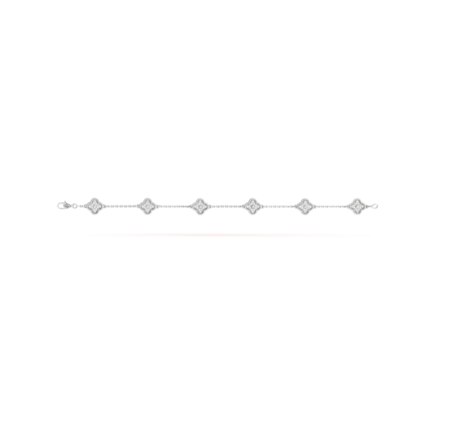 [⭐Reverie Jewels]CLOVER 6 MOTIF SILVER DIAMOND BRACELET