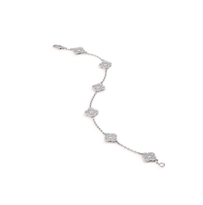 [⭐Reverie Jewels]CLOVER 6 MOTIF SILVER DIAMOND BRACELET