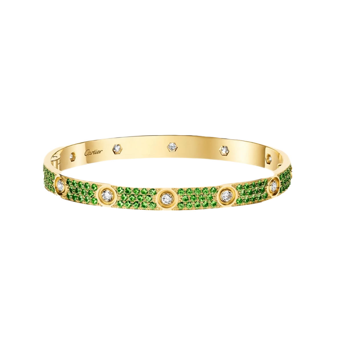[⭐Reverie Jewels]2026 PAVE GEMSTONE LOVE BRACELET 6.1MM 10 DIAMONDS