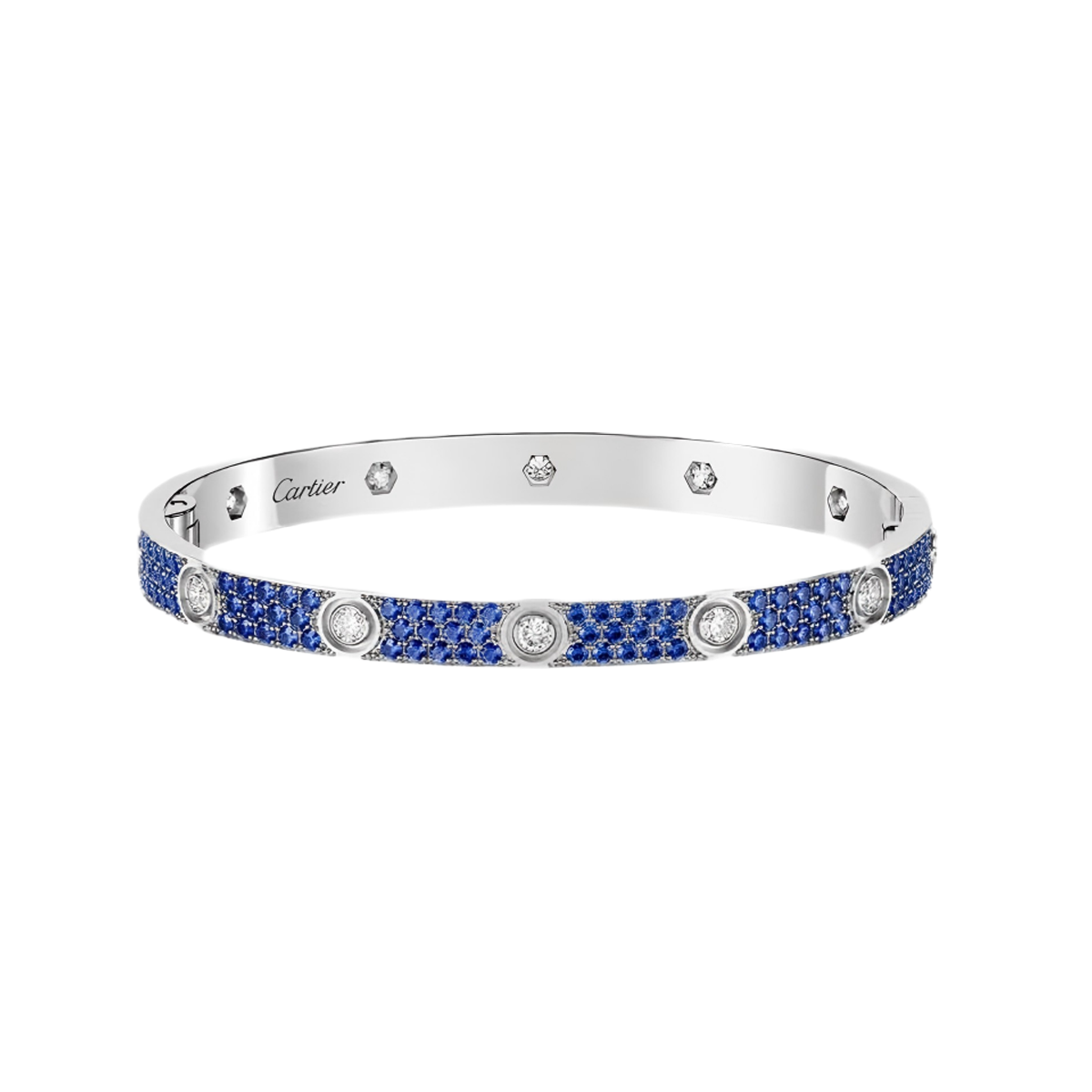 [⭐Reverie Jewels]2026 PAVE GEMSTONE LOVE BRACELET 6.1MM 10 DIAMONDS