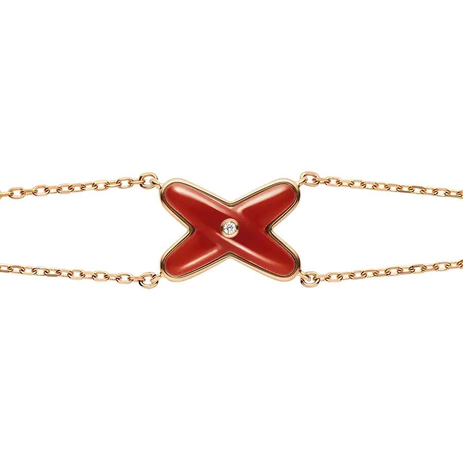 [⭐Reverie Jewels]JEUX BRACELET CARNELIAN PINK GOLD 1 DIAMOND