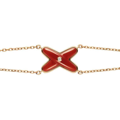 [⭐Reverie Jewels]JEUX BRACELET CARNELIAN PINK GOLD 1 DIAMOND