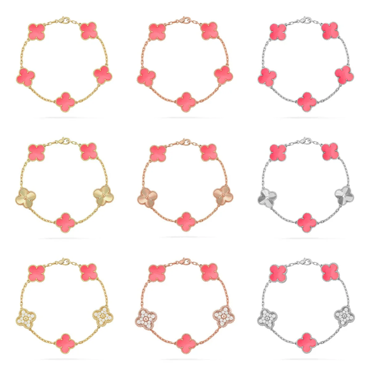 [⭐Reverie Jewels] CLOVER 5 MOTIFS  PINK MOP BRACELET COLLECTION