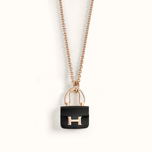 [⭐Reverie Jewels]CONSTANCE BLACK PEDANT PINK GOLD NECKLACE