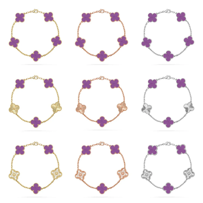 [⭐Reverie Jewels] CLOVER 5 MOTIF VIOLET BRACELET COLLECTION