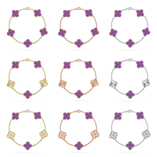 [⭐Reverie Jewels] CLOVER 5 MOTIF VIOLET BRACELET COLLECTION
