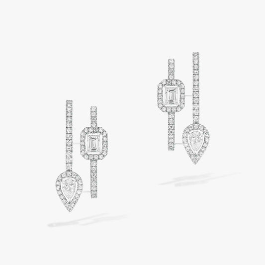 [⭐Reverie Jewels]CREOLES MY TWIN 2 RANGS SILVER DIAMOND EARRINGS