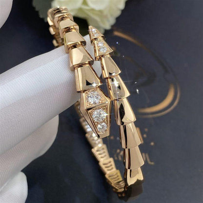 [⭐Reverie Jewels]SERPENTI BRACELET DIAMONDS PINK GOLD