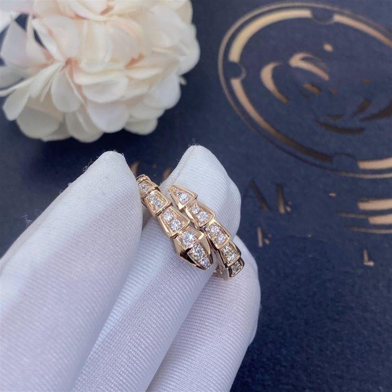 [⭐Reverie Jewels]SERPENTI RING PINK GOLD DIAMOND PAVED 4MM