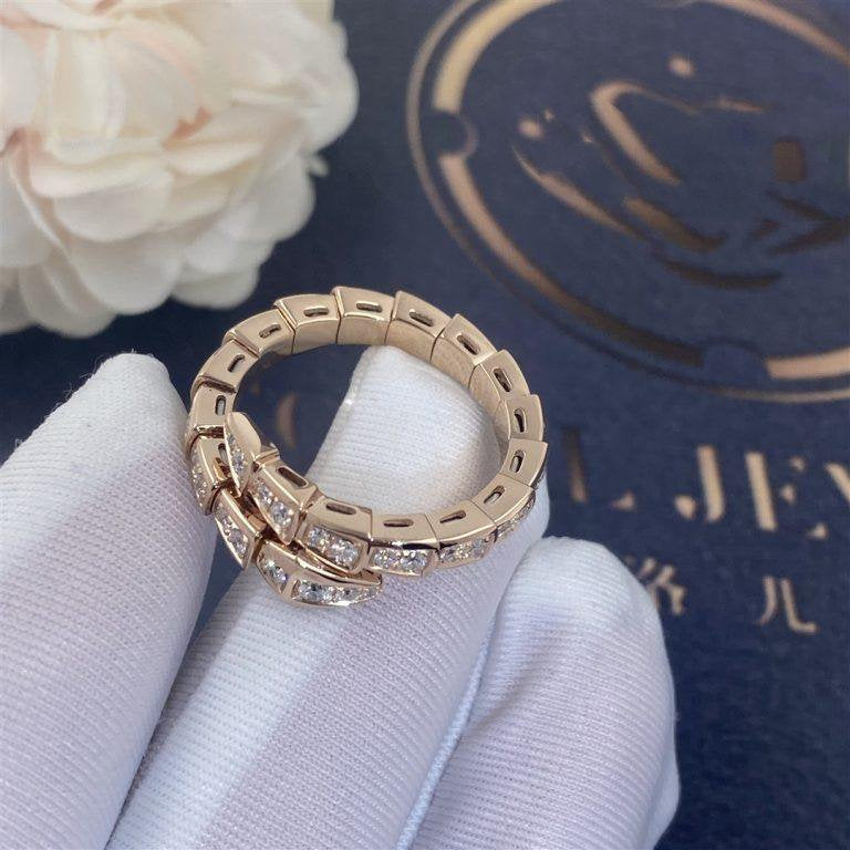 [⭐Reverie Jewels]SERPENTI RING PINK GOLD DIAMOND PAVED 4MM