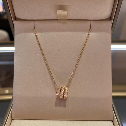[⭐Reverie Jewels]SERPENTI PINK GOLD NECKLACE DOUBLE RING DIAMOND