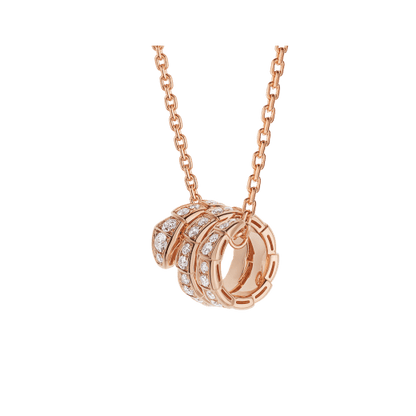 [⭐Reverie Jewels]SERPENTI PINK GOLD NECKLACE DOUBLE RING DIAMOND