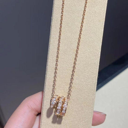 [⭐Reverie Jewels]SERPENTI PINK GOLD NECKLACE DOUBLE RING DIAMOND