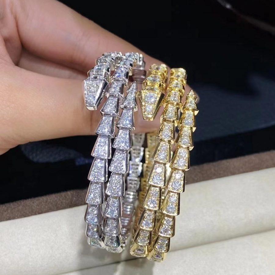 [⭐Reverie Jewels]SERPENTI BRACELET GOLD DIAMOND DOUBLE ROW