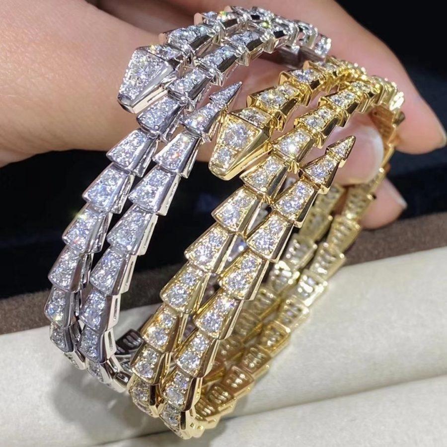 [⭐Reverie Jewels]SERPENTI BRACELET GOLD DIAMOND DOUBLE ROW