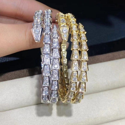 [⭐Reverie Jewels]SERPENTI BRACELET GOLD DIAMOND DOUBLE ROW