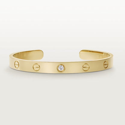 [⭐Reverie Jewels]LOVE BRACELET 6.1MM 1 DIAMOND OPEN CUFF