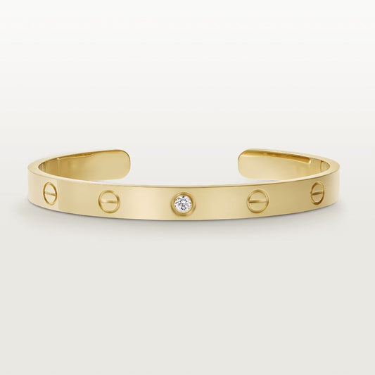 [⭐Reverie Jewels]LOVE BRACELET 6.1MM 1 DIAMOND OPEN CUFF