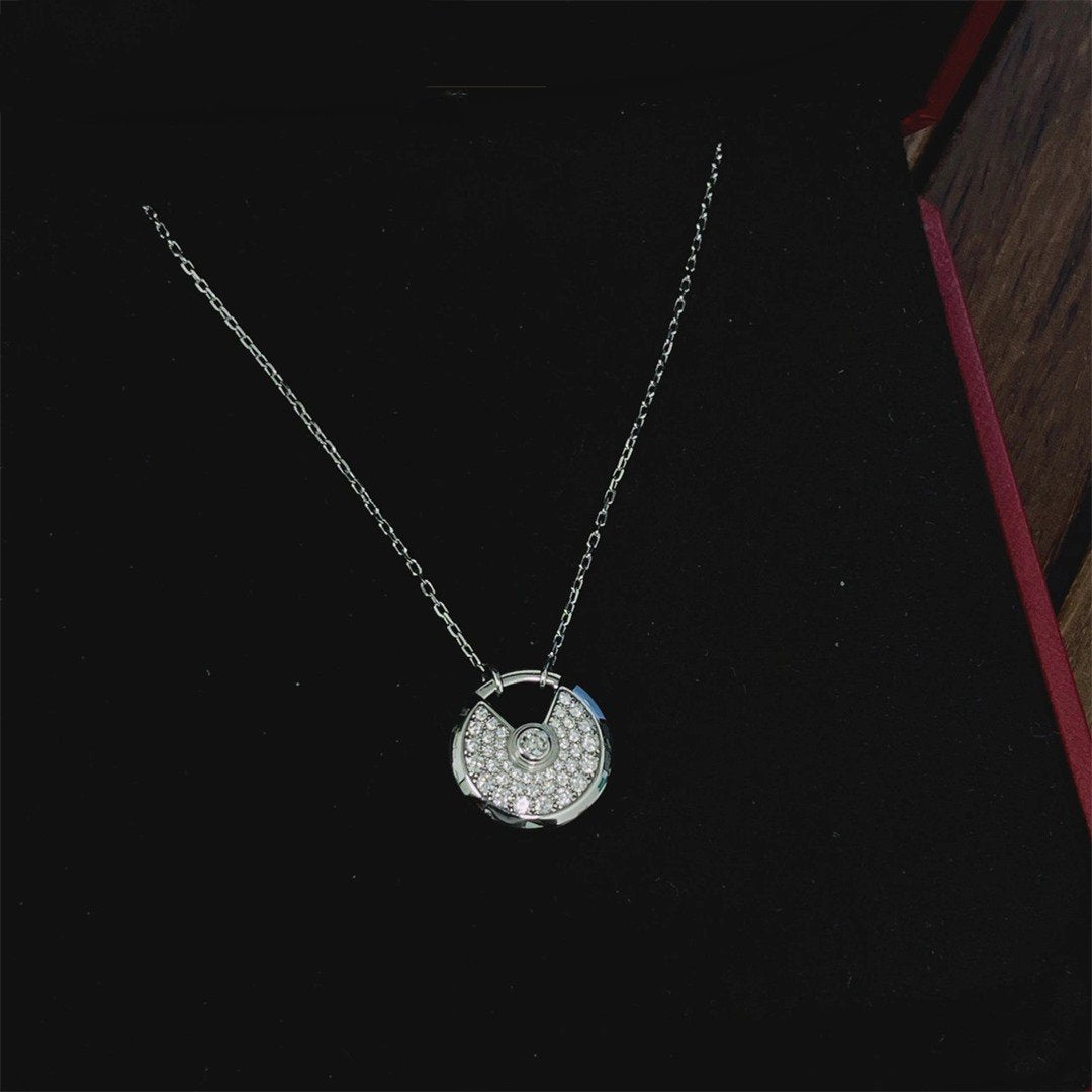 [⭐Reverie Jewels]AMULETTE SILVER FULL DIAMOND NECKLACE