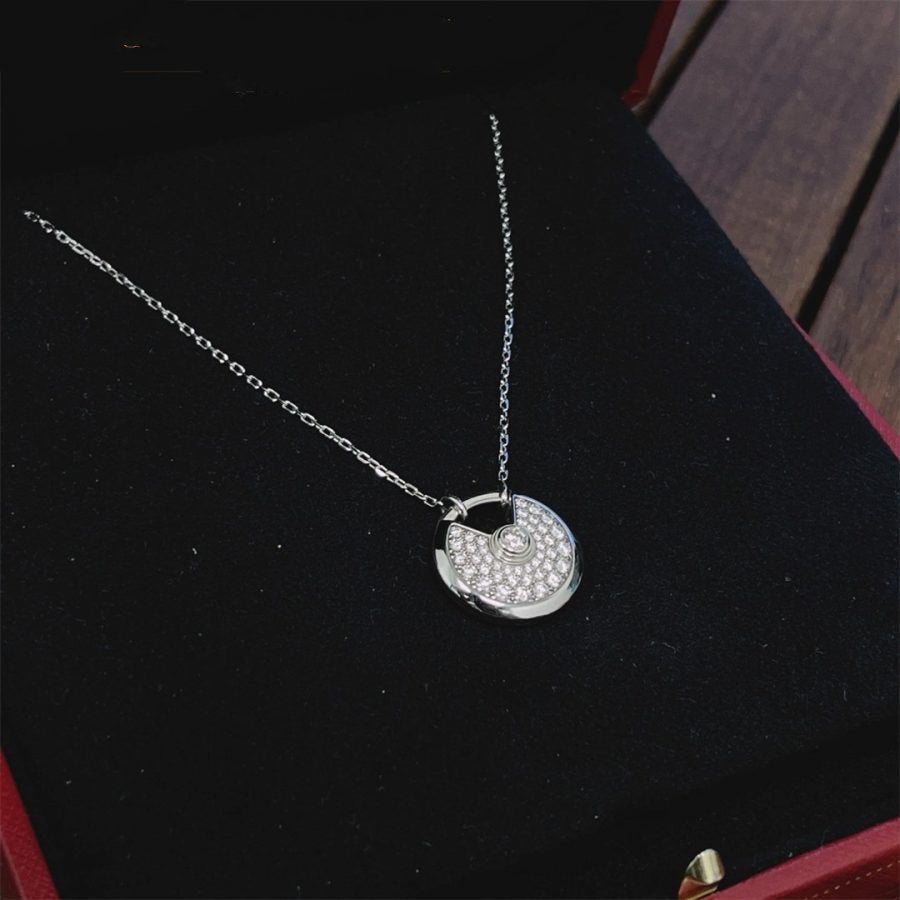 [⭐Reverie Jewels]AMULETTE SILVER FULL DIAMOND NECKLACE