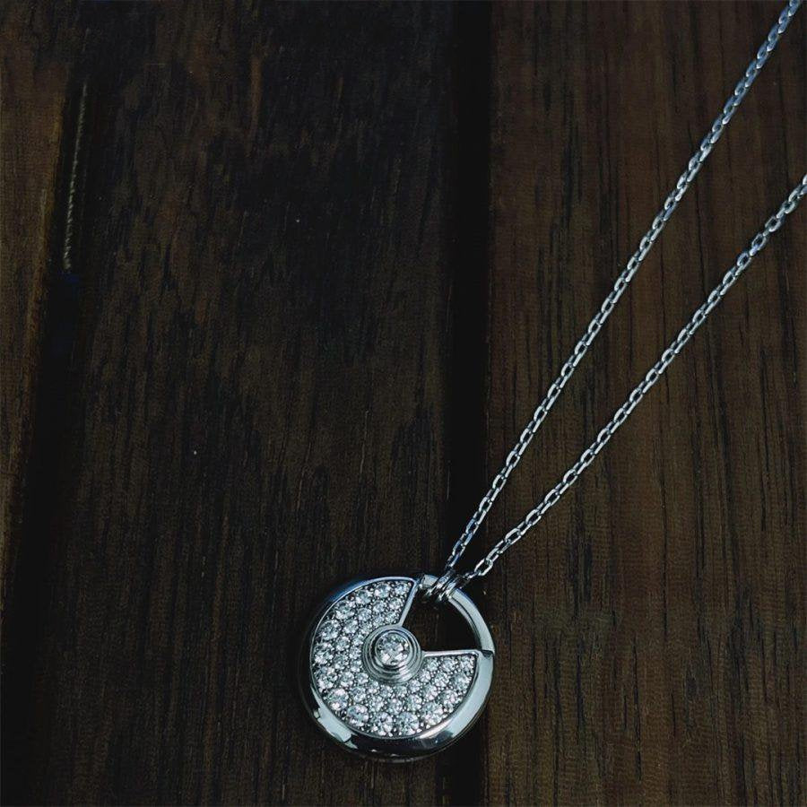 [⭐Reverie Jewels]AMULETTE SILVER FULL DIAMOND NECKLACE
