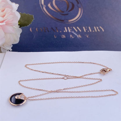 [⭐Reverie Jewels]AMULETTE ROSE GOLD ONYX NECKLACE